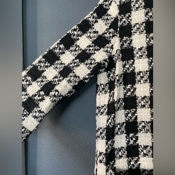 ZARA houndstooth black and white long sleeve knit dress medium new with tag pick - Picture 4 of 8